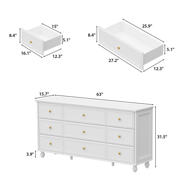 Alcott Hill® Nine Drawers Dresser With Strong Storage For Your Home ...
